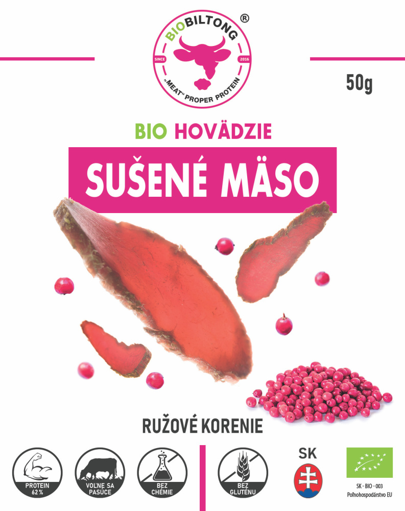 sušené mäso BIOBILTONG PINK PEPPER 50G