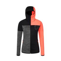 mikina ROCK EXPERIENCE KOBRA HOODIE FZ WOMAN FLEECE CAVIAR/FIERY CORAL/GREY MELANGE